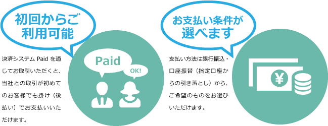 初回からご利用可能 お支払い条件が選べます